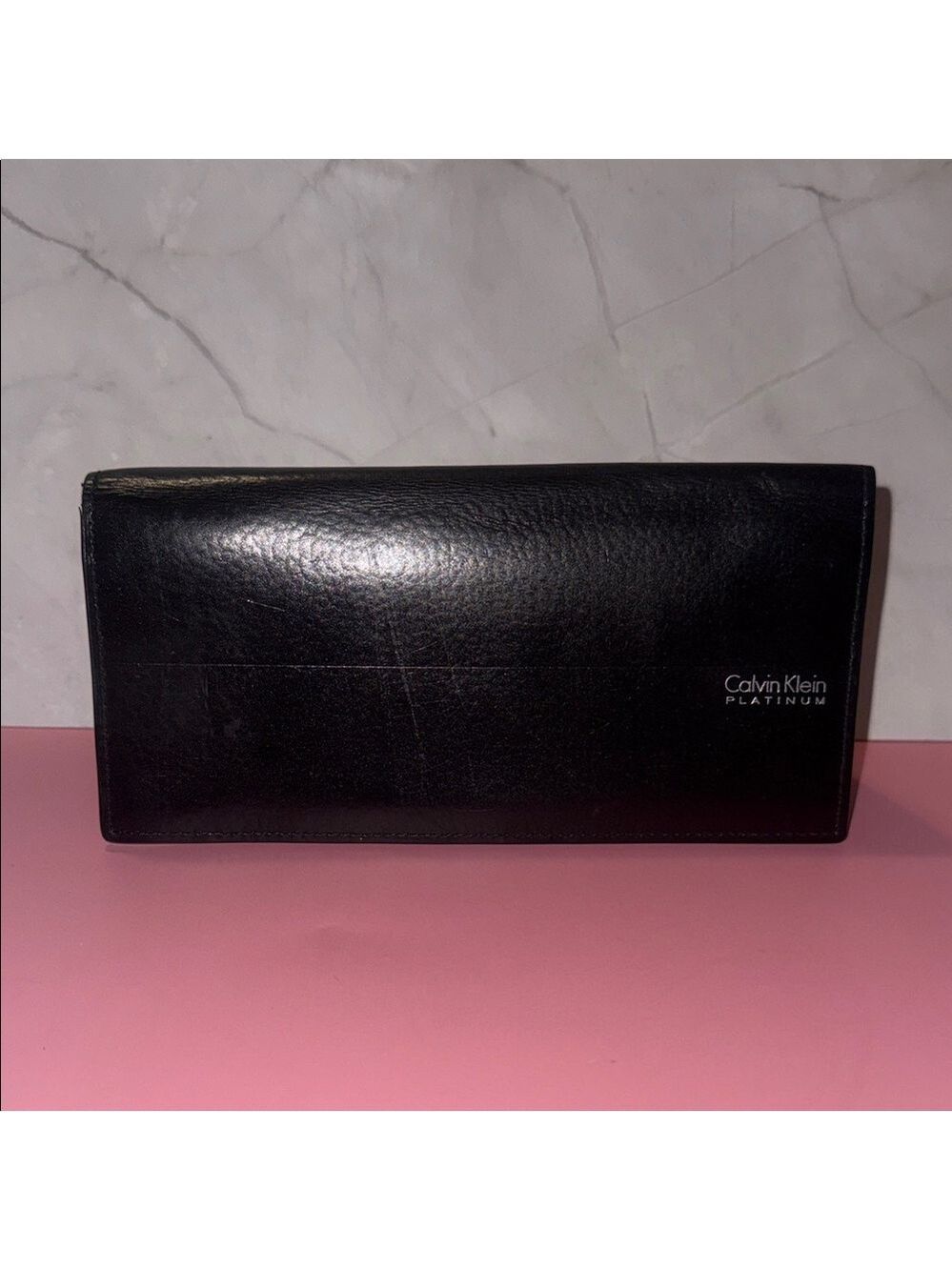 Calvin Klein Black Leather Long Billfold Wallet